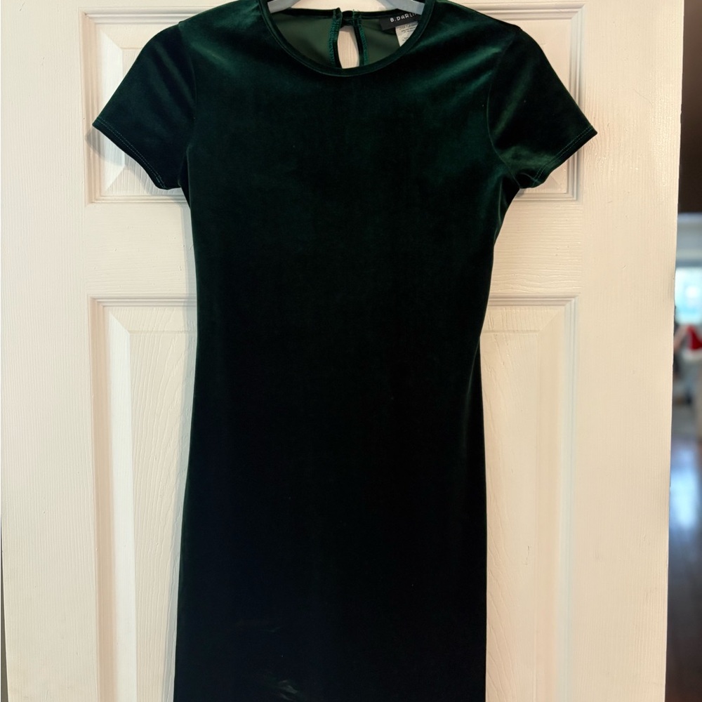 Emerald Green Velvet Mini Dress